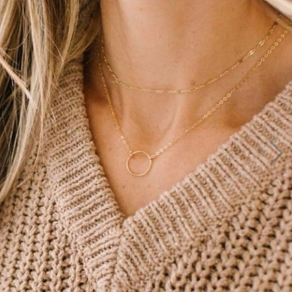 Anthropologie Karma Necklace Gold Circle Necklace